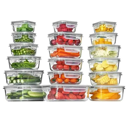 18-Piece Glass Food Storage Container Set with Airtight Lids – Stackable Meal Prep Containers, Microwave, Oven & Freezer Safe, Leakproof Kitchen Storage with Free Shipping
