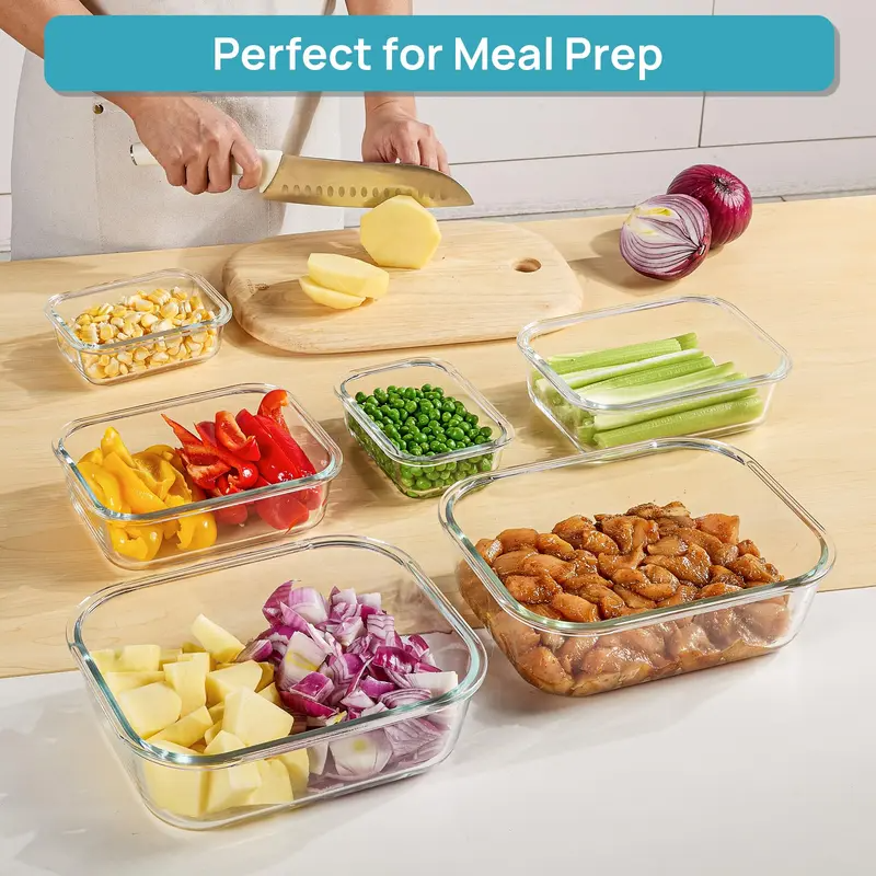 18-Piece Glass Food Storage Container Set with Airtight Lids – Stackable Meal Prep Containers, Microwave, Oven & Freezer Safe, Leakproof Kitchen Storage with Free Shipping