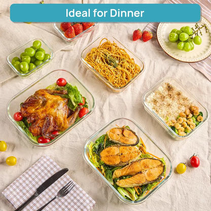 18-Piece Glass Food Storage Container Set with Airtight Lids – Stackable Meal Prep Containers, Microwave, Oven & Freezer Safe, Leakproof Kitchen Storage with Free Shipping