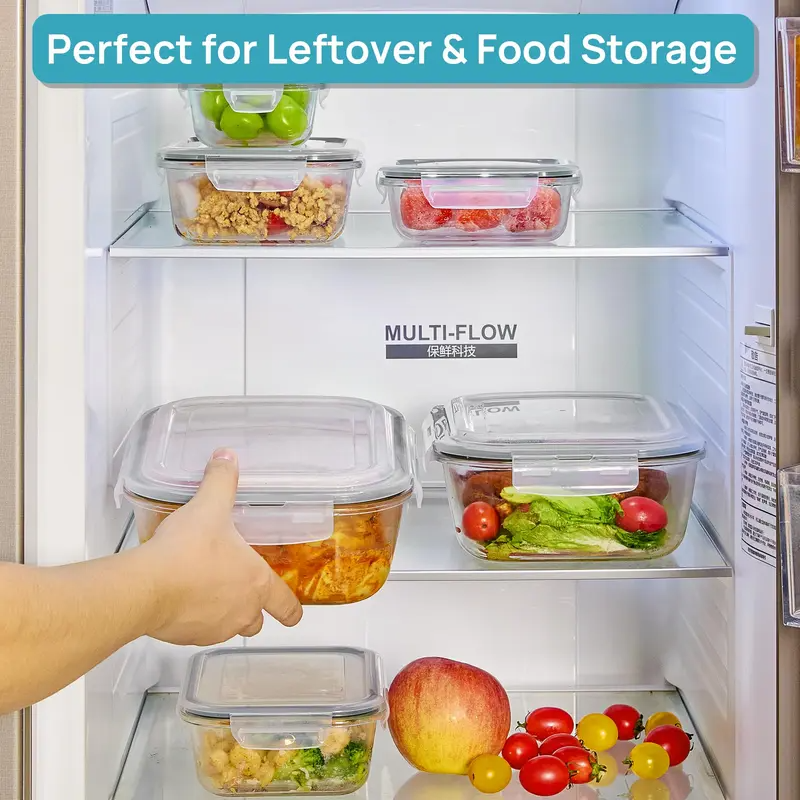 18-Piece Glass Food Storage Container Set with Airtight Lids – Stackable Meal Prep Containers, Microwave, Oven & Freezer Safe, Leakproof Kitchen Storage with Free Shipping