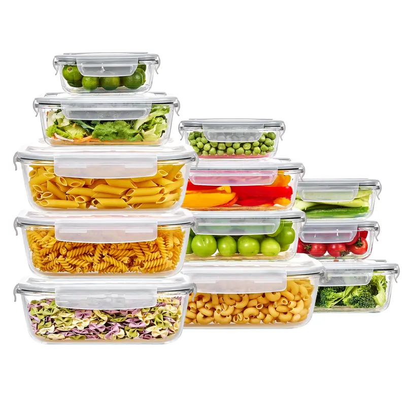 18-Piece Glass Food Storage Container Set with Airtight Lids – Stackable Meal Prep Containers, Microwave, Oven & Freezer Safe, Leakproof Kitchen Storage with Free Shipping