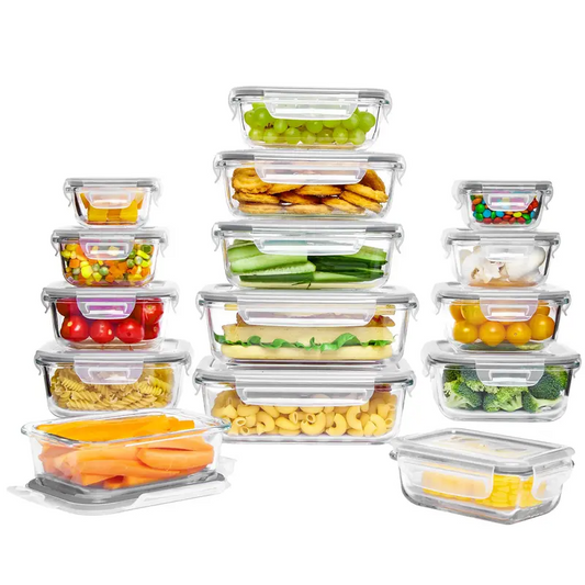 18-Piece Glass Food Storage Container Set with Airtight Lids – Stackable Meal Prep Containers, Microwave, Oven & Freezer Safe, Leakproof Kitchen Storage with Free Shipping