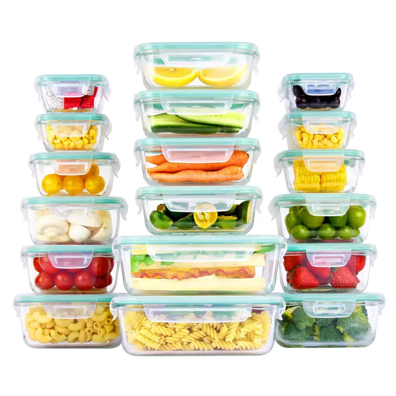 18-Piece Glass Food Storage Container Set with Airtight Lids – Stackable Meal Prep Containers, Microwave, Oven & Freezer Safe, Leakproof Kitchen Storage with Free Shipping