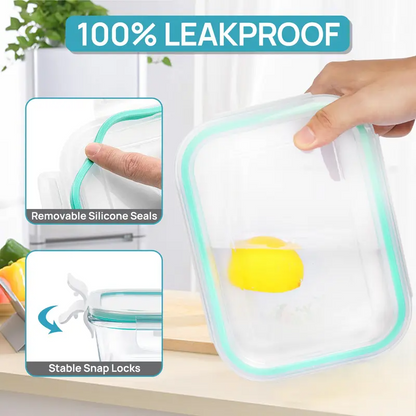 18-Piece Glass Food Storage Container Set with Airtight Lids – Stackable Meal Prep Containers, Microwave, Oven & Freezer Safe, Leakproof Kitchen Storage with Free Shipping