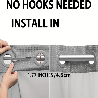 Hotel Style No Hook Shower Curtain Set – Double Layer Waterproof Fabric with Removable Snap-In Liner, 72"x75", Wrinkle & Mold Resistant
