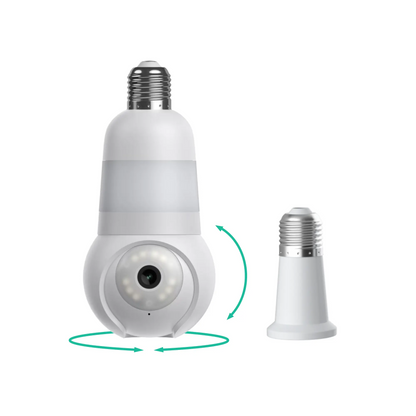 2K Light Bulb Security Camera – 360° Pan & Tilt, Dual-Band 2.4GHz/5GHz WiFi, Color Night Vision, Built-In Spotlight & Easy Installation for Indoor & Outdoor Home Security